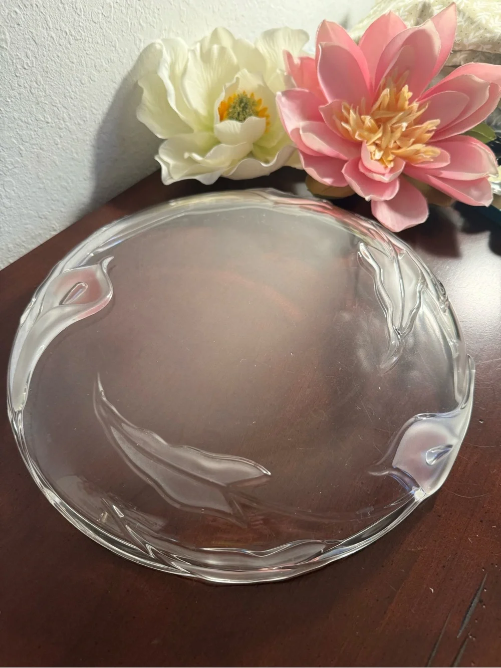Mikasa Clear Crystal Calla Lily Serving Platter 12”